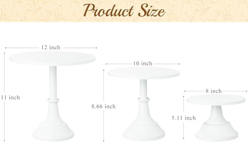HBlife 3-Piece White Cake Stand Set 8 10 12 Inch Plates