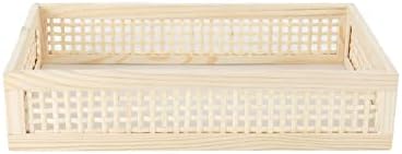 YAHUAN Rectangular Bamboo Serving Tray with Handles