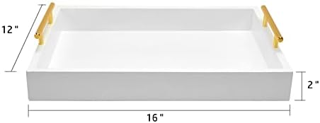 16x12 Inch White Serving Tray with Handles