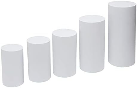 Set of 5 White Cylinder Cake Stands for Desserts
