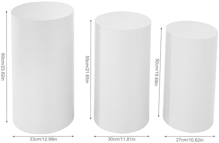 LOYALHEARTDY 3pcs White Cylinder Pedestal Stand Set