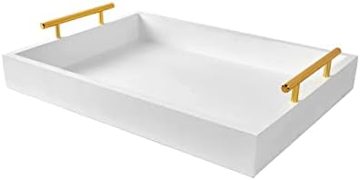 16x12 Inch White Serving Tray with Handles