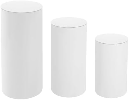 3pcs White Cylinder Pedestal Stand for Wedding Decor