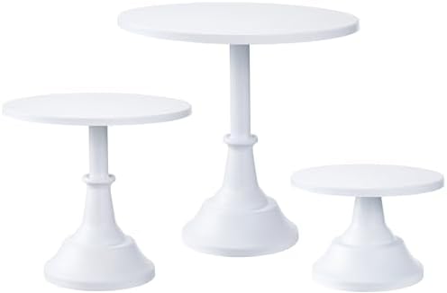 HBlife 3-Piece White Cake Stand Set 8 10 12 Inch Plates