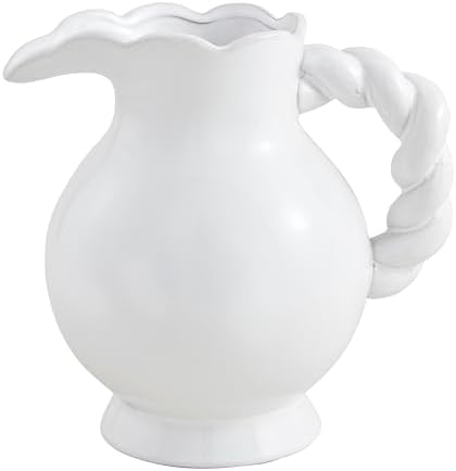 Mud Pie Twisted Handle Ceramic Pitcher 70 oz