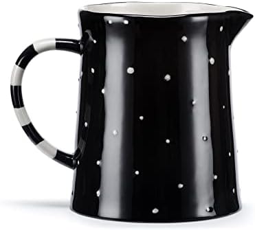 DEMDACO Black Red Heart Stoneware Pitcher 6x5