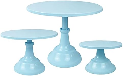 3 Pcs Blue Metal Cake Stand Set for Parties and Celebrations
