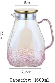 Pink Glass Cold Water Pitcher With Lid 1600ml