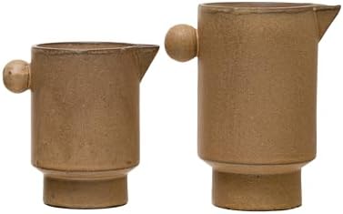Creative Co Op Modern Small Stoneware Pitcher or Vase Putty Brown