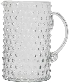 Creative Co Op Hand Blown Glass Hobnail Pitcher Clear