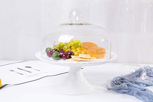 Jusalpha 12 Inches White Porcelain Cake Stand