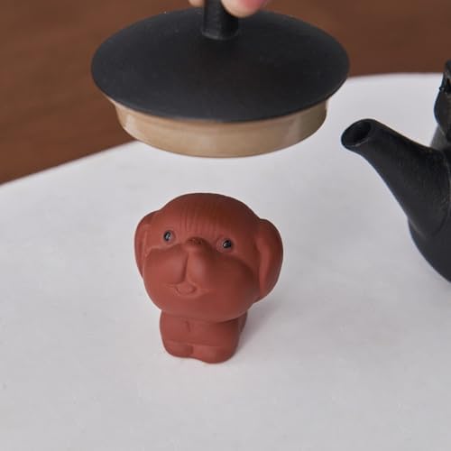 2Pcs Purple Sand Tea Pet Dog Kungfu Tea Set for Tea Lovers