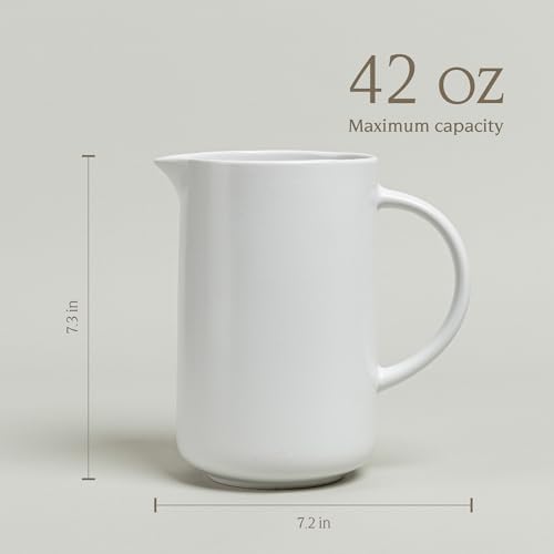 OverBack Coupe Stoneware Pitcher - 42 Oz Semi-Matte White