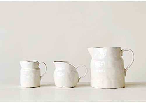 Creative Co Op White Stoneware Pitcher