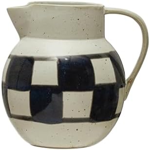 Creative Co Op Farmhouse Pitcher with Checker Design