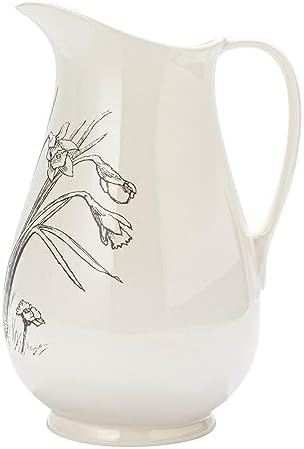 65 Inch 2 Quart Stoneware Pitcher with Flower Design