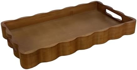 Pine Wood Serving Tray with Handles for Home Decor