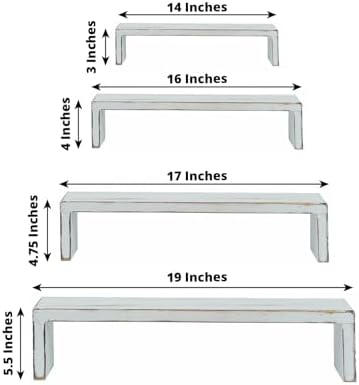 Efavormart Set of 4 Whitewash Wood Display Risers