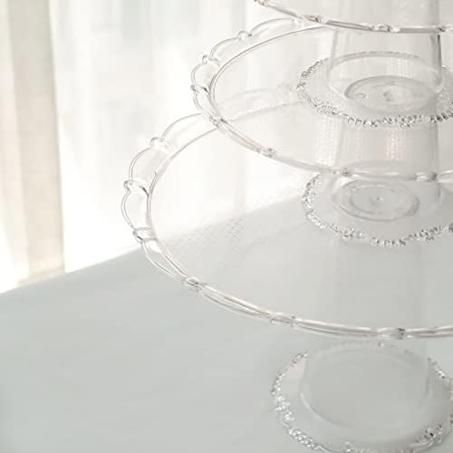Tableclothsfactory Set of 3 Clear Plastic Cupcake Pedestal Displays