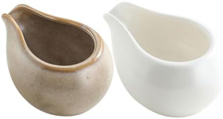 STOBAZA 2pcs Ceramic Milk Jars for Coffee Creamers and Syrup