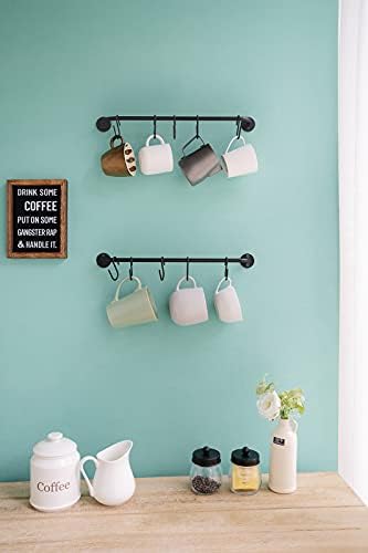 Mkono Coffee Mug Holder Wall Mount Set of 2 Black