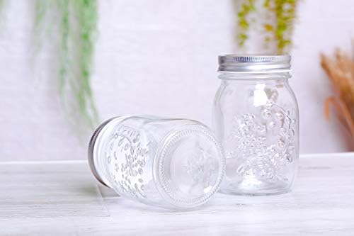 Hovico 17 Oz Clear Mason Jars Set of 4 with Lids and Bands