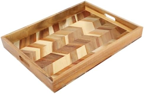Charmewood Acacia Wood Serving Tray with Handles