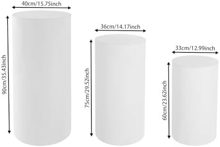 3pcs White Cylinder Pedestal Stand for Wedding Decor