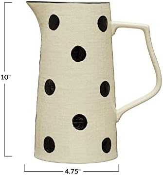 Creative Co-Op Farmhouse Pitcher with Polka Dots