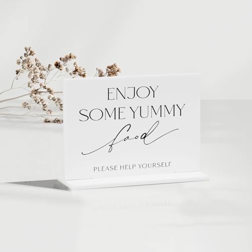 JINMURY 10 Pack White Acrylic Sign with Stand 1