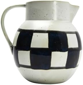 Creative Co Op Farmhouse Pitcher with Checker Design