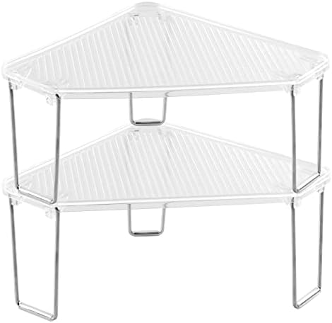 mDesign Clear Foldable Corner Shelf Organizer 2 Pack