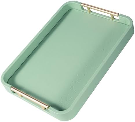 Green Shagreen 16x12 Inch Coffee Table Tray with Gold Handles