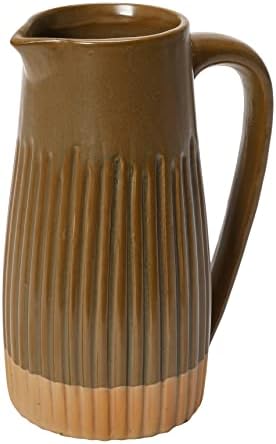 Bloomingville Matte Brown Stoneware Ribbed Pitcher