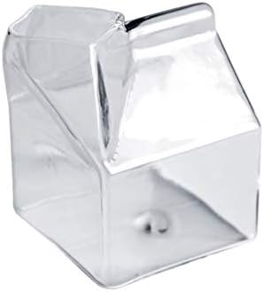 Milk Frothing Pitcher Creative Square Glass Milk Jug for Kids 350ml