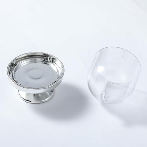 24 Pcs Mini Cupcake Stand with Clear Dome Cover - Silver