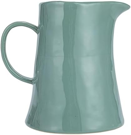 Creative Co-Op Hand-Painted Stoneware Pitcher Blue