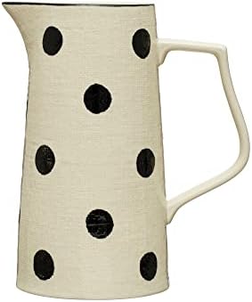 Creative Co-Op Farmhouse Pitcher with Polka Dots