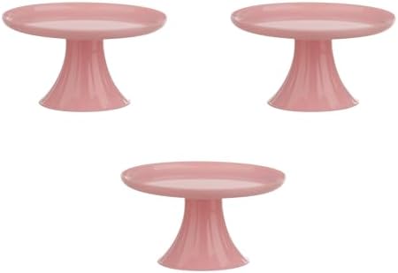 3 Decorative Mini Cake Stands - Baby Pink Durable Elegant