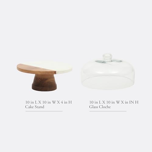 Gibson Elite Marble Wood Cake Stand with Glass Lid