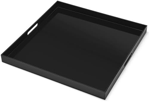 22x22 Inches Oversized Black Acrylic Serving Tray with Handles