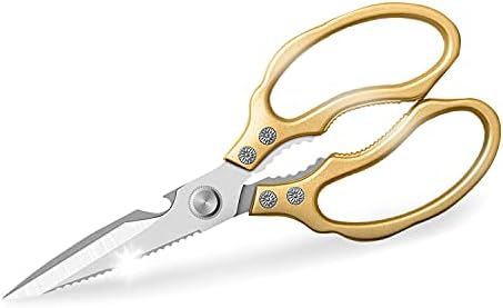 Heavy Duty Kitchen Scissors with Gold Handles