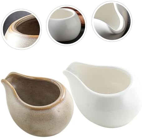 STOBAZA 2pcs Ceramic Milk Jars for Coffee Creamers and Syrup