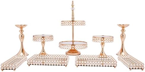 Tremenpow 9 Piece Gold Cake Stand Set for Display