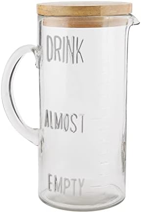 Mud Pie 79 Oz Glass Pitcher with Wood Lid