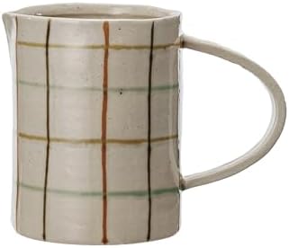 Creative Co Op 32 Oz Stoneware Pitcher with Checkered Pattern
