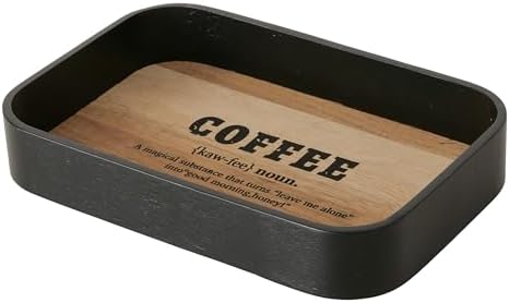 Morning Coffee Tray with Saying Black and Natural Design 95 Inches