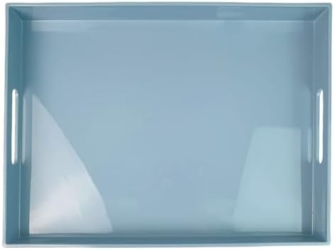 Light Blue Rectangular Serving Tray with Handles
