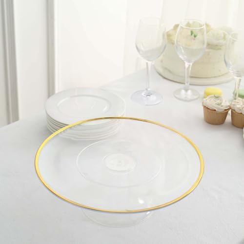 Efavormart 2 Pack Clear Gold Rim Plastic Cupcake Display Riser