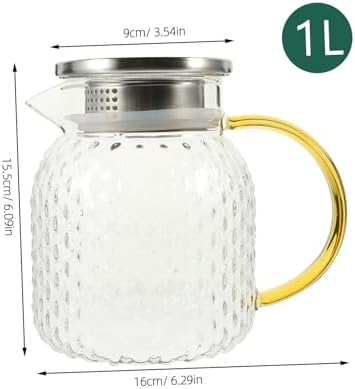 STOBAZA Large Capacity Glass Water Pitcher with Leakproof Lid and Comfortable Grip